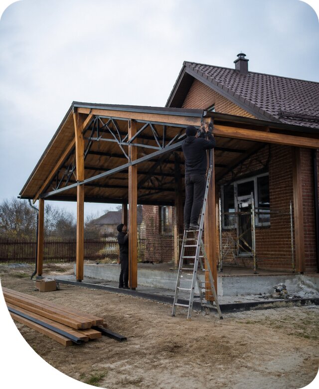 Пристройка навеса к дому и участку в Кандалакше под ключ